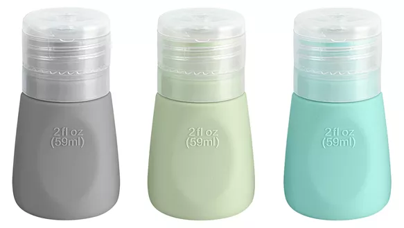 Set Cosmetic Bottles assorted grey aqua mint